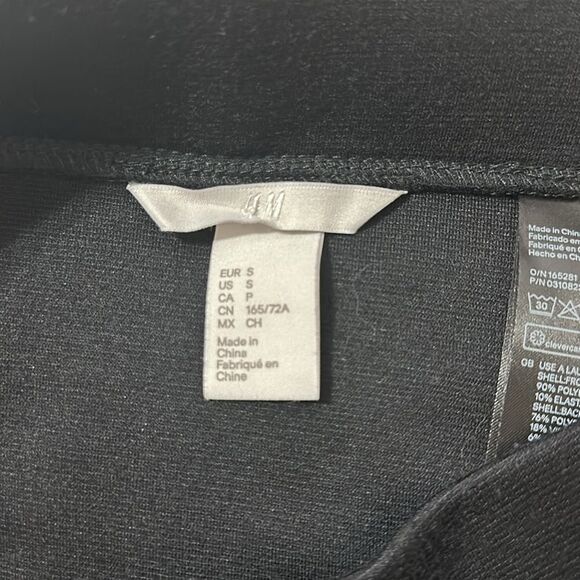 H&M S Navy Faux Suede Crochet Patchwork Black Knit Back Pencil Skirt - Picture 6 of 9